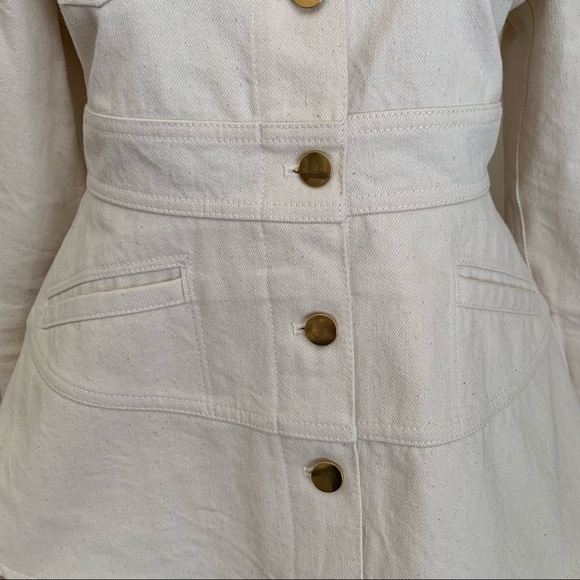 Co Brand Denim Avec Francois Girbaud Ivory A-Line Peplum Jacket Size Small - Picture 8 of 12